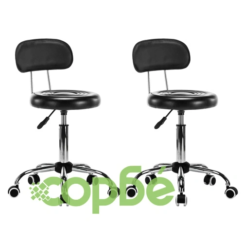 Столове за студио за красота, 2 бр, изкуствена кожа, черни ➤ топ цена ➤ sorbe.bg