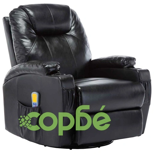 Масажен стол с люлееща функция, черен, изкуствена кожа ➤ топ цена ➤ sorbe.bg