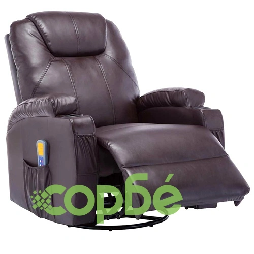 Масажен стол с люлееща функция, кафяв, изкуствена кожа ➤ топ цена ➤ sorbe.bg