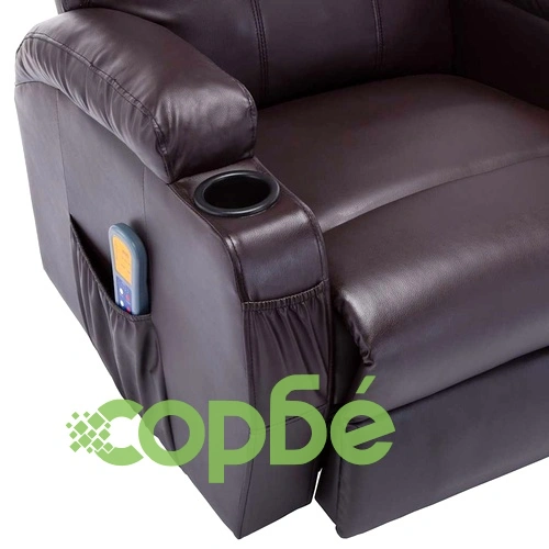 Масажен стол с люлееща функция, кафяв, изкуствена кожа ➤ топ цена ➤ sorbe.bg