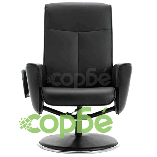 Масажен фотьойл с табуретка за крака, черен, изкуствена кожа ➤ топ цена ➤ sorbe.bg