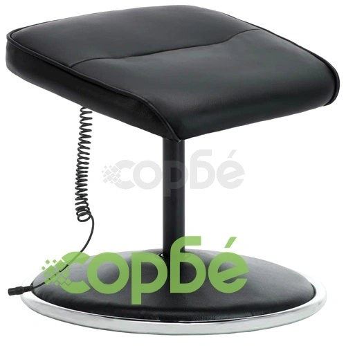 Масажен фотьойл с табуретка за крака, черен, изкуствена кожа ➤ топ цена ➤ sorbe.bg