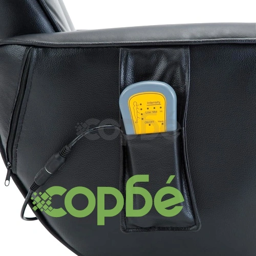 Масажен фотьойл с табуретка за крака, черен, изкуствена кожа ➤ топ цена ➤ sorbe.bg