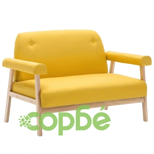 2-местен диван, текстил, жълт ➤ топ цена ➤ sorbe.bg