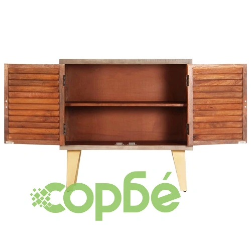 Сайдборд, 80x35x80 см, мангово дърво масив и чугун ➤ топ цена ➤ sorbe.bg