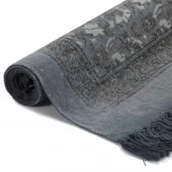 Килим тип черга, памук, 120x180 см, с шарки, сив