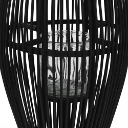 Висящ свещник фенер, бамбук, черен, 60 см
