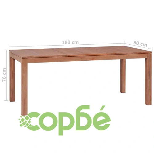 Трапезна маса тиково дърво масив с натурален финиш 180x90x76 cм ➤ топ цена ➤ sorbe.bg