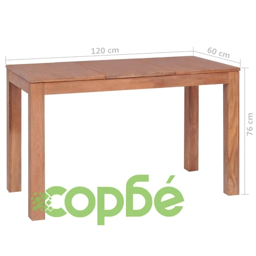 Трапезна маса тиково дърво масив с натурален финиш 120x60x76 cм ➤ топ цена ➤ sorbe.bg