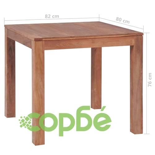 Трапезна маса тиково дърво масив с натурален финиш 82x80x76 cм ➤ топ цена ➤ sorbe.bg