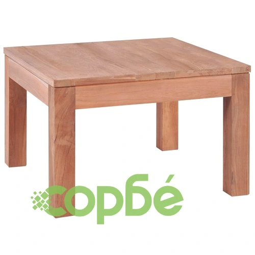 Маса за кафе тиково дърво масив с натурален финиш 60x60x40 cм ➤ топ цена ➤ sorbe.bg
