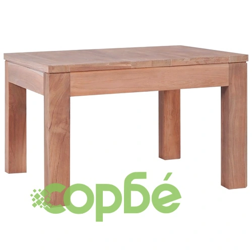 Маса за кафе тиково дърво масив с натурален финиш 60x60x40 cм ➤ топ цена ➤ sorbe.bg