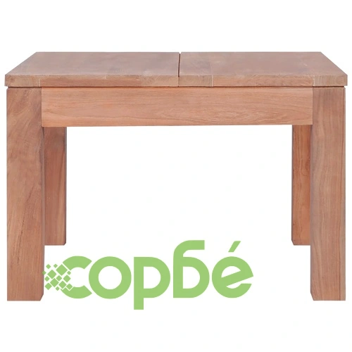 Маса за кафе тиково дърво масив с натурален финиш 60x60x40 cм ➤ топ цена ➤ sorbe.bg