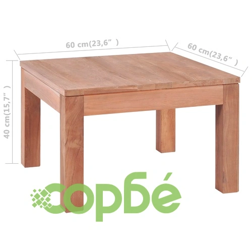Маса за кафе тиково дърво масив с натурален финиш 60x60x40 cм ➤ топ цена ➤ sorbe.bg