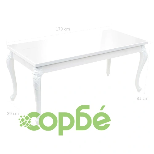 Трапезна маса, 179x89x81 см, висок гланц, бяла ➤ топ цена ➤ sorbe.bg