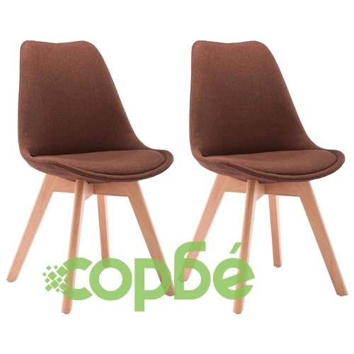Трапезни столове, 2 бр, кафяви, текстил ➤ топ цена ➤ sorbe.bg