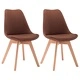 Трапезни столове, 2 бр, кафяви, текстил