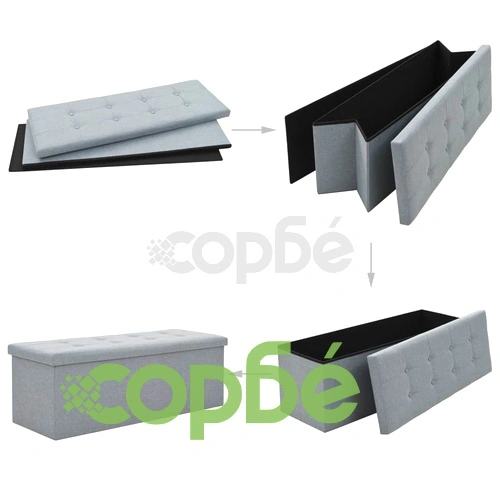 Пейка за съхранение, изкуствен лен, 110x38x38 см, светлосива ➤ топ цена ➤ sorbe.bg