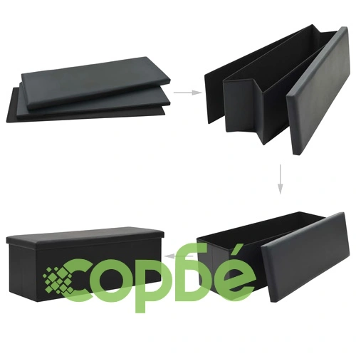 Пейка за съхранение, изкуствена кожа, 110x38x38 см, черна ➤ топ цена ➤ sorbe.bg