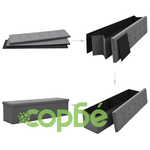 Пейка за съхранение, изкуствен лен, 150x38x38 см, тъмносива ➤ топ цена ➤ sorbe.bg