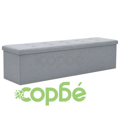 Пейка за съхранение, изкуствен лен, 150x38x38 см, светлосива ➤ топ цена ➤ sorbe.bg