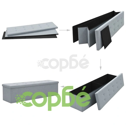 Пейка за съхранение, изкуствен лен, 150x38x38 см, светлосива ➤ топ цена ➤ sorbe.bg