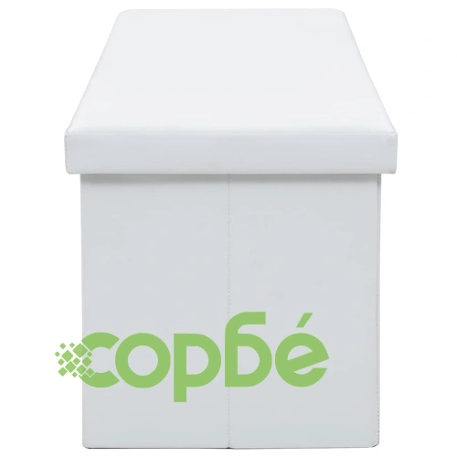 Пейка за съхранение, изкуствена кожа, 150x38x38 см, бяла ➤ топ цена ➤ sorbe.bg