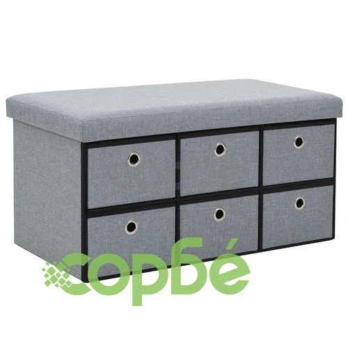 Пейка за съхранение, изкуствен лен, 76x38x38 см, светлосива ➤ топ цена ➤ sorbe.bg