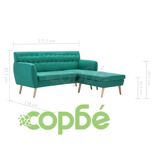 Г-образен диван тапицерия от плат 171,5x138x81,5 см зелен ➤ топ цена ➤ sorbe.bg