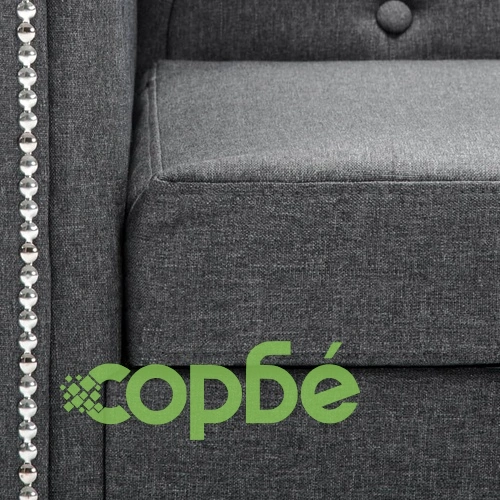 2-местен Честърфийлд диван, текстил, тъмносив ➤ топ цена ➤ sorbe.bg