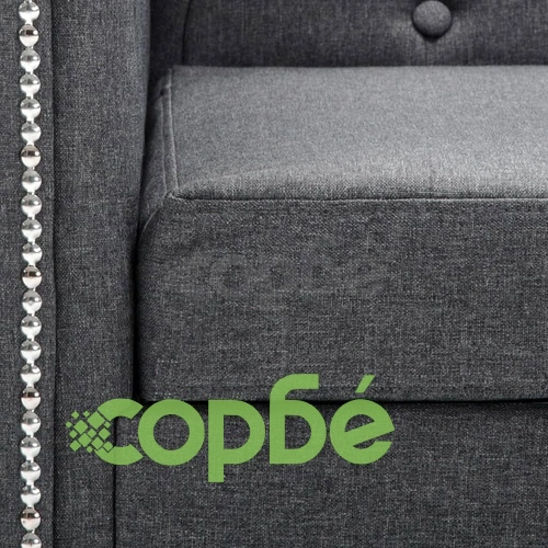 3-местен Честърфийлд диван, текстил, тъмносив ➤ топ цена ➤ sorbe.bg