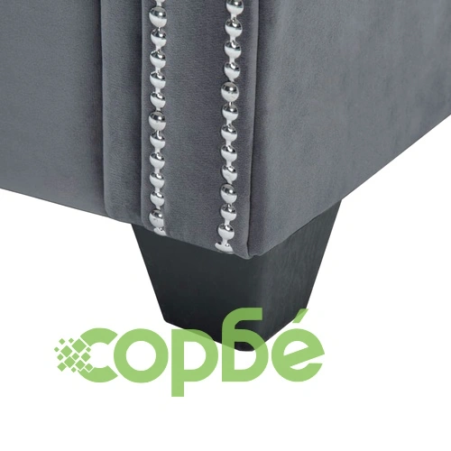 Г-образен диван Честърфийлд тапицерия кадифе 199x142x72 см сив ➤ топ цена ➤ sorbe.bg