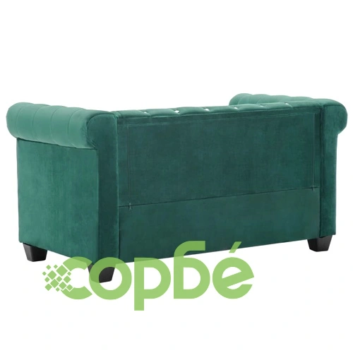 2-местен Честърфийлд диван, кадифе, 146x75x72 см, зелен ➤ топ цена ➤ sorbe.bg