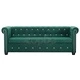 3-местен Честърфийлд диван, кадифе, 199x75x72 см, зелен