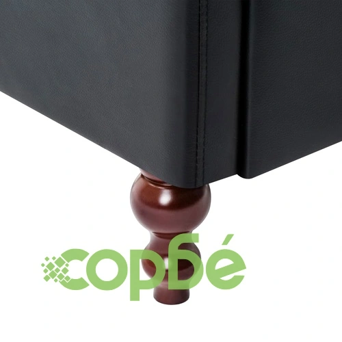 3-местен Честърфийлд диван, тапицерия от изкуствена кожа, черен ➤ топ цена ➤ sorbe.bg