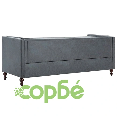 3-местен Честърфийлд диван, текстил, сив ➤ топ цена ➤ sorbe.bg