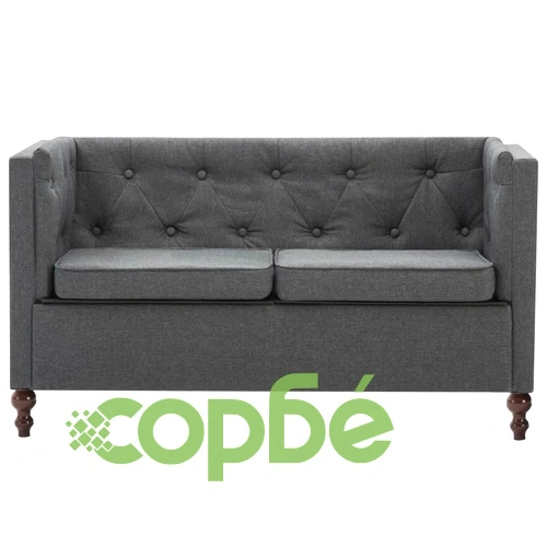 2-местен Честърфийлд диван, текстил, тъмносив ➤ топ цена ➤ sorbe.bg