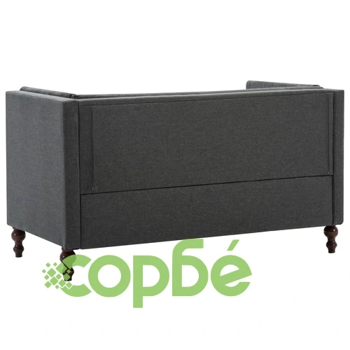 2-местен Честърфийлд диван, текстил, тъмносив ➤ топ цена ➤ sorbe.bg