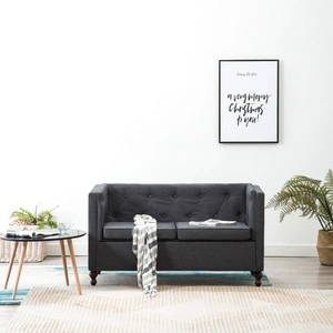 2-местен Честърфийлд диван, текстил, тъмносив