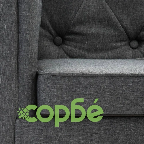 3-местен Честърфийлд диван, текстил, тъмносив ➤ топ цена ➤ sorbe.bg