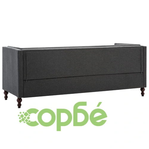 3-местен Честърфийлд диван, текстил, тъмносив ➤ топ цена ➤ sorbe.bg