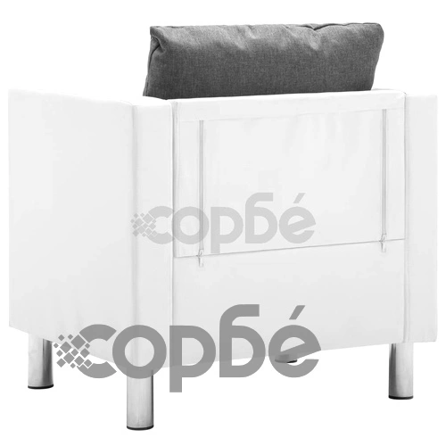Фотьойл, бяло и светлосиво, изкуствена кожа ➤ топ цена ➤ sorbe.bg
