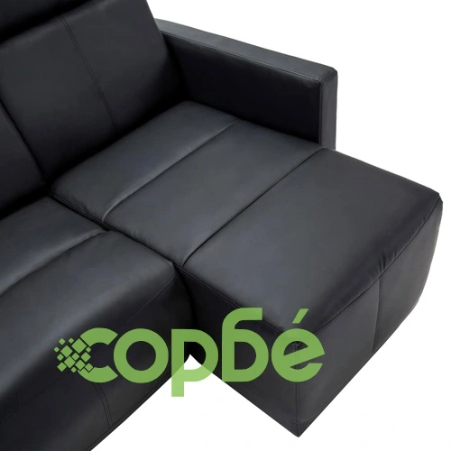 Ъглов разтегателен диван, тапицерия от изкуствена кожа, черен ➤ топ цена ➤ sorbe.bg