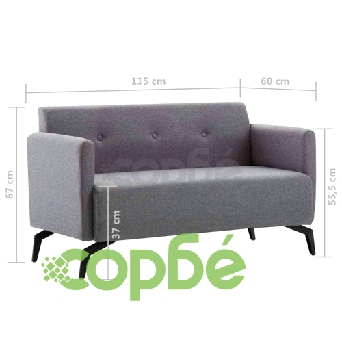 2-местен диван тапицерия от текстил 115x60x67 см светлосив ➤ топ цена ➤ sorbe.bg
