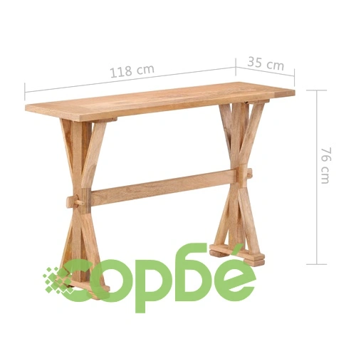 Конзолна маса, 118x35x76 cм, манго масив ➤ топ цена ➤ sorbe.bg