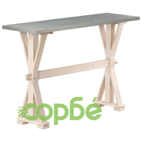 Конзолна маса с цинков плот, 118x35x76 cм, манго масив ➤ топ цена ➤ sorbe.bg