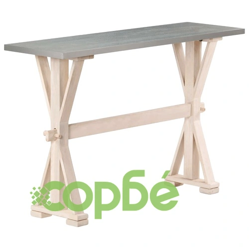 Конзолна маса с цинков плот, 118x35x76 cм, манго масив ➤ топ цена ➤ sorbe.bg