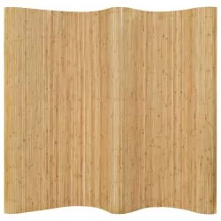 Параван за стая, бамбук, 250x165 см, натурален цвят