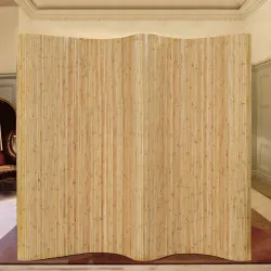 Параван за стая, бамбук, 250x165 см, натурален цвят