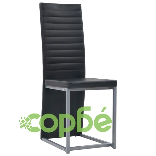 Трапезен комплект 5 части изкуствена кожа стомана стъкло черен ➤ топ цена ➤ sorbe.bg